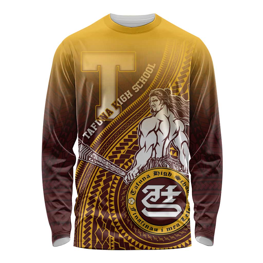 Personalized Tafuna High School Long Sleeve Shirt Polynesian Warrior