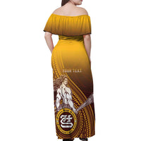 Personalized Tafuna High School Off Shoulder Maxi Dress Polynesian Warrior LT05 - Polynesian Pride