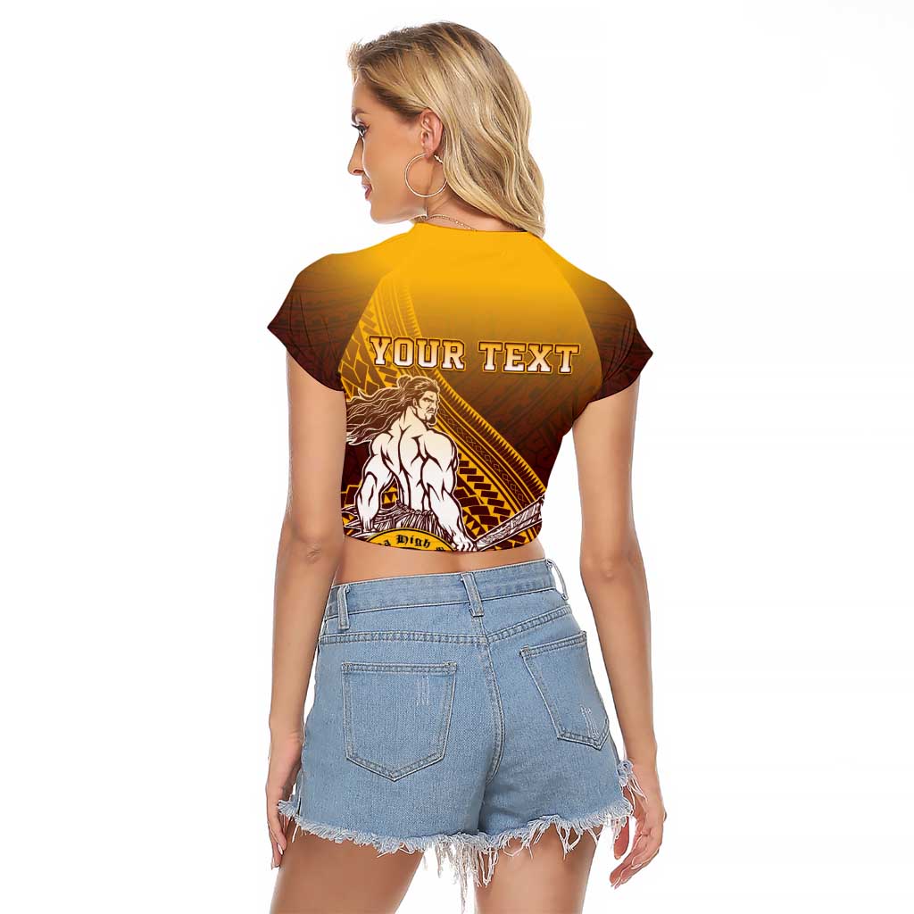 Personalized Tafuna High School Raglan Cropped T Shirt Polynesian Warrior