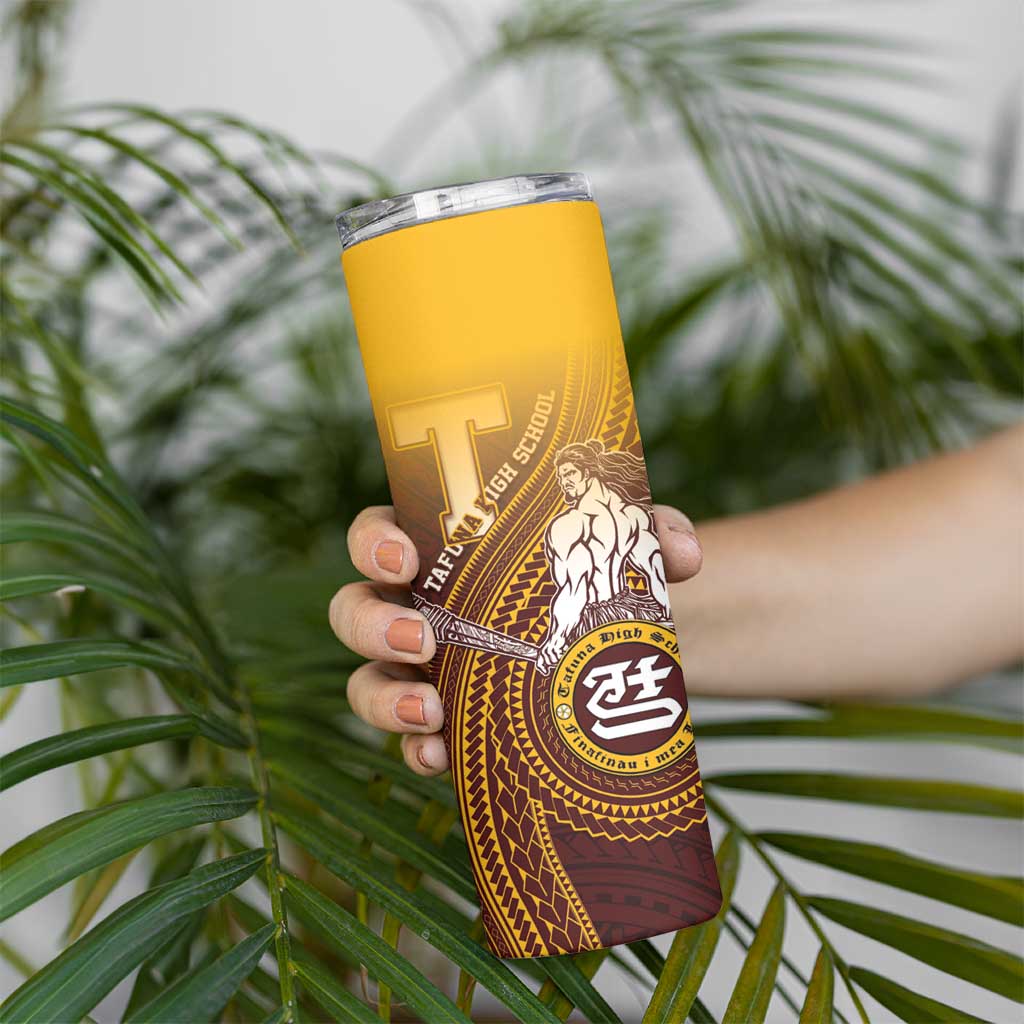Personalized Tafuna High School Skinny Tumbler Polynesian Warrior