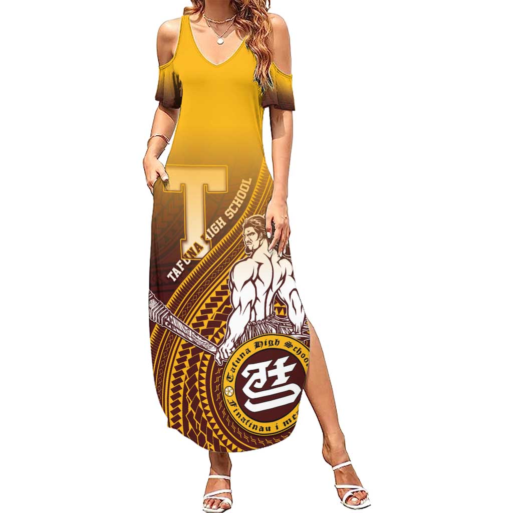 Personalized Tafuna High School Summer Maxi Dress Polynesian Warrior LT05 Women Maroon - Polynesian Pride