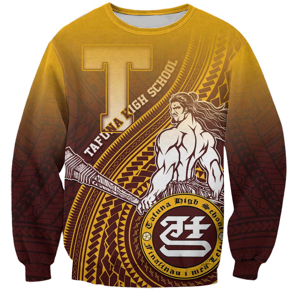 Personalized Tafuna High School Sweatshirt Polynesian Warrior LT05 Unisex Maroon - Polynesian Pride