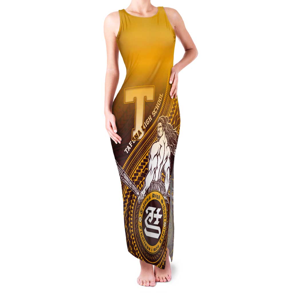 Personalized Tafuna High School Tank Maxi Dress Polynesian Warrior LT05 Women Maroon - Polynesian Pride