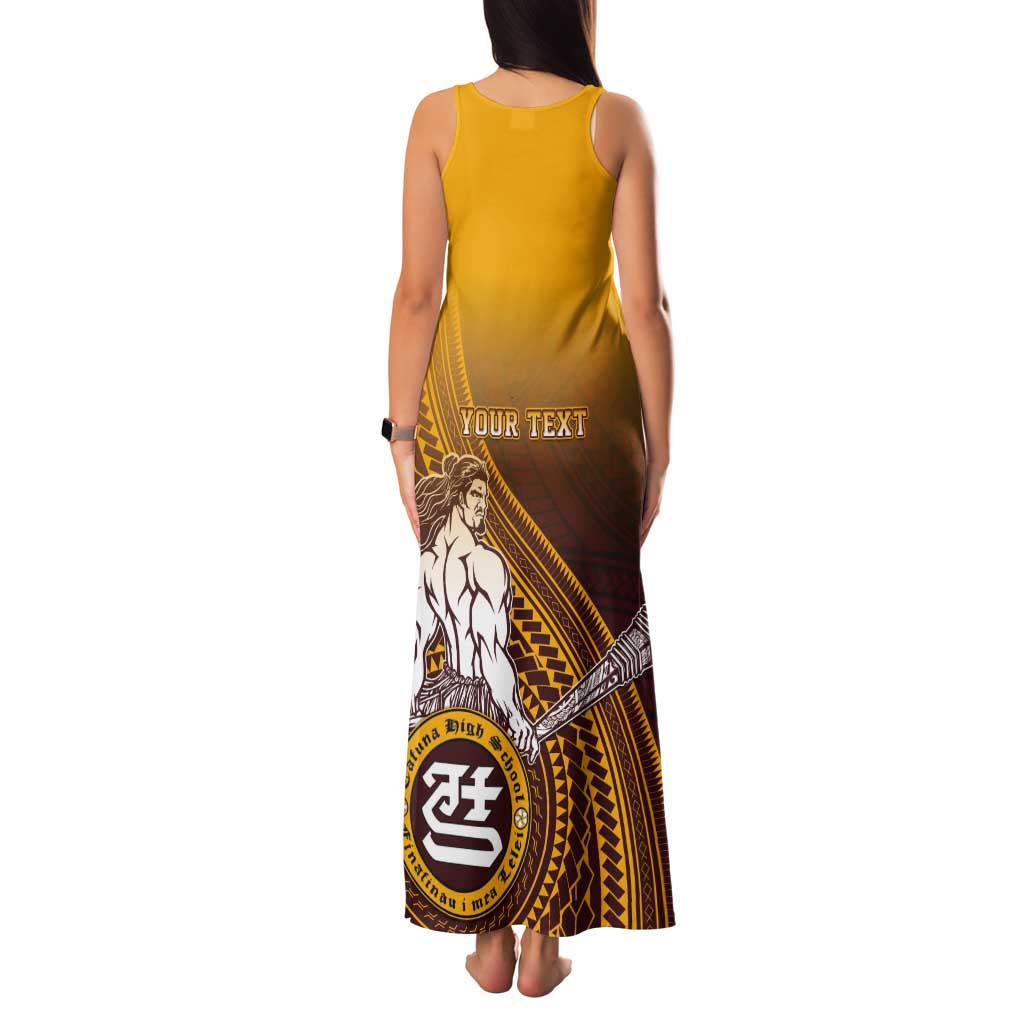 Personalized Tafuna High School Tank Maxi Dress Polynesian Warrior LT05 - Polynesian Pride