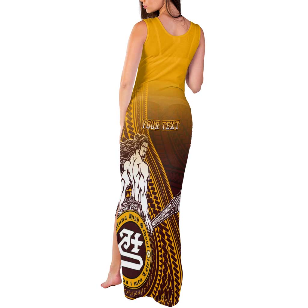 Personalized Tafuna High School Tank Maxi Dress Polynesian Warrior LT05 - Polynesian Pride