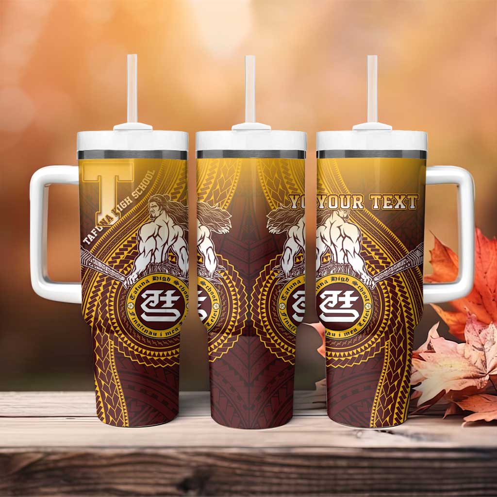 Personalized Tafuna High School Tumbler With Handle Polynesian Warrior