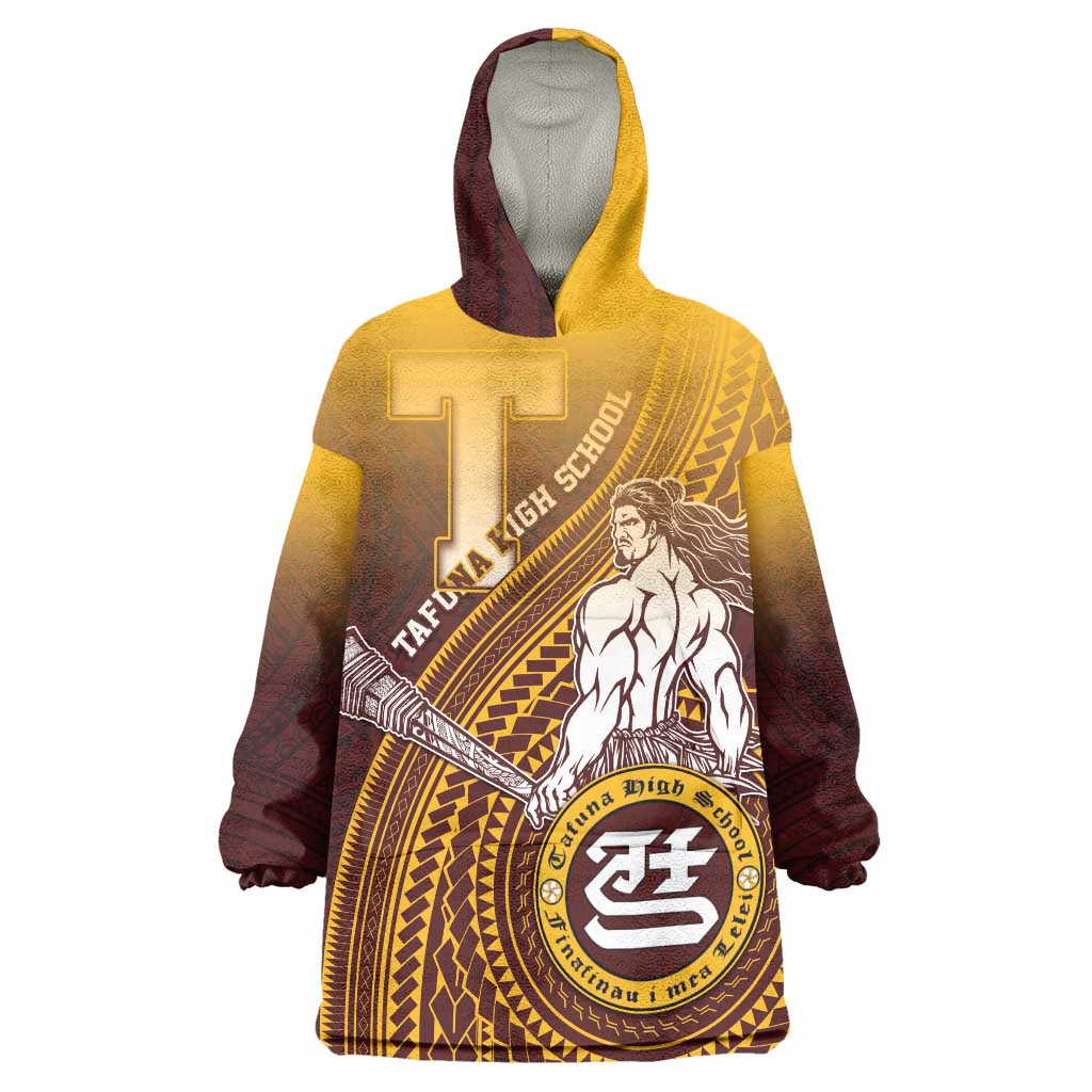 Personalized Tafuna High School Wearable Blanket Hoodie Polynesian Warrior LT05 One Size Maroon - Polynesian Pride