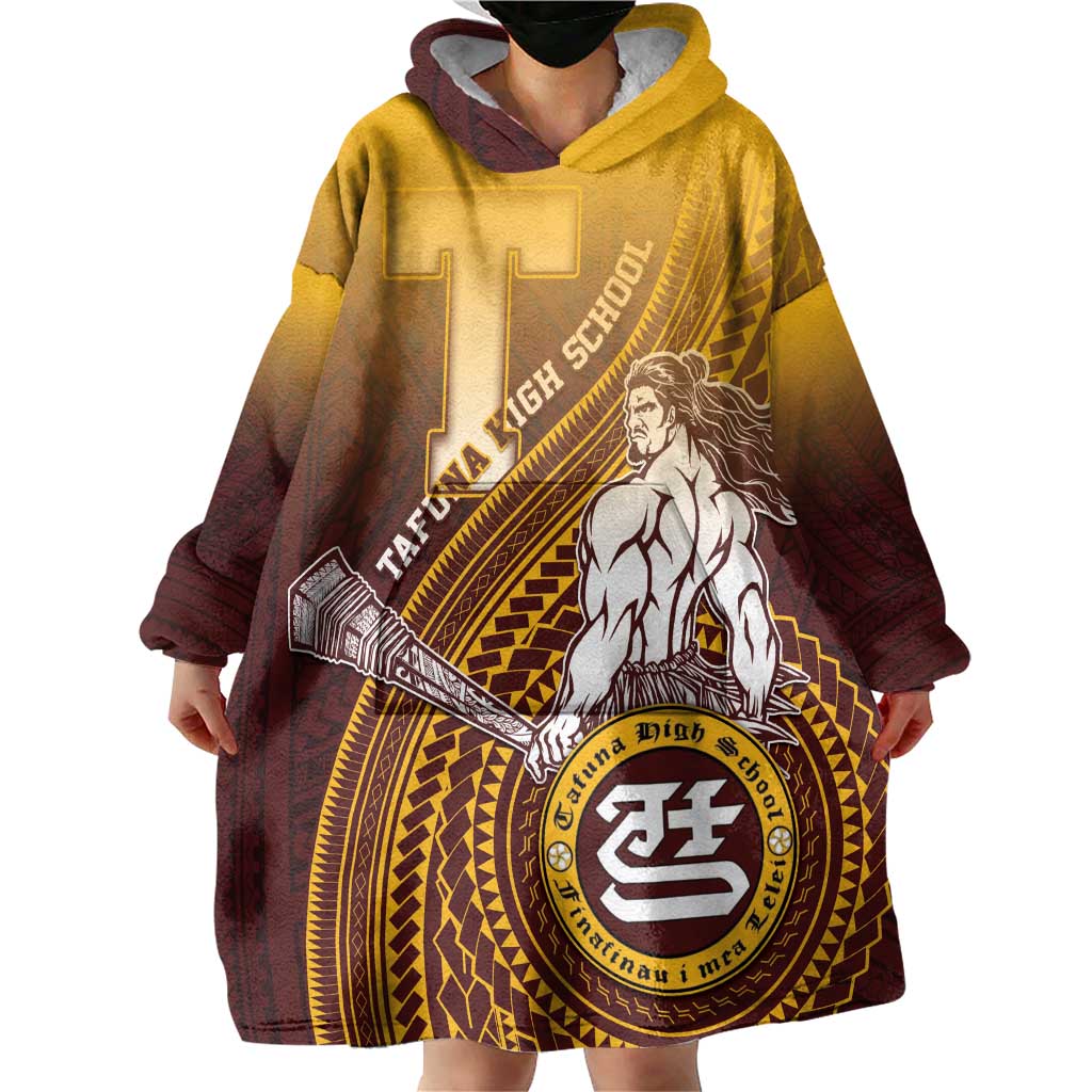 Personalized Tafuna High School Wearable Blanket Hoodie Polynesian Warrior LT05 - Polynesian Pride
