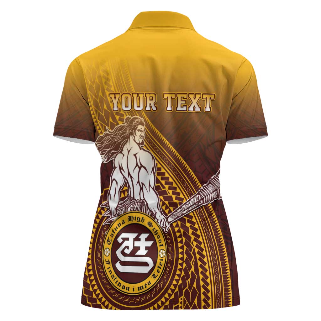 Personalized Tafuna High School Women Polo Shirt Polynesian Warrior