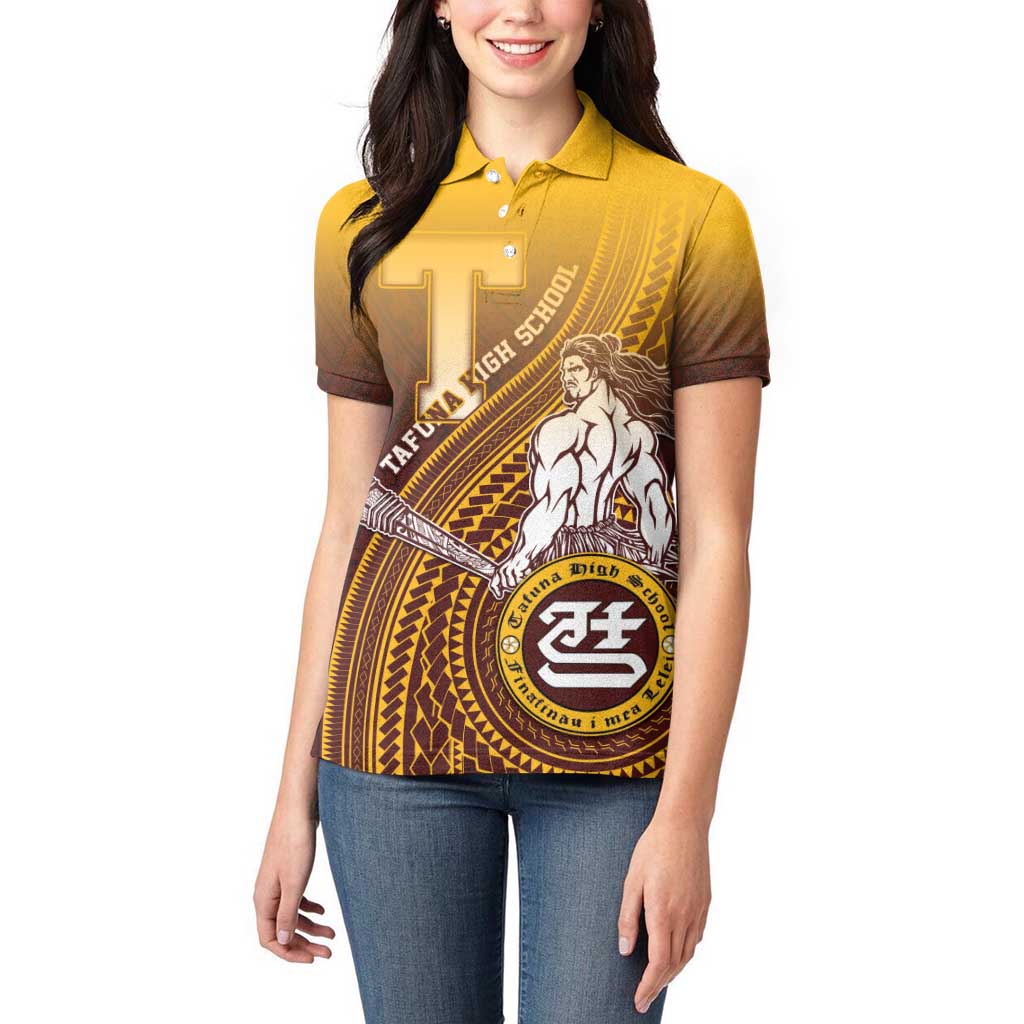 Personalized Tafuna High School Women Polo Shirt Polynesian Warrior