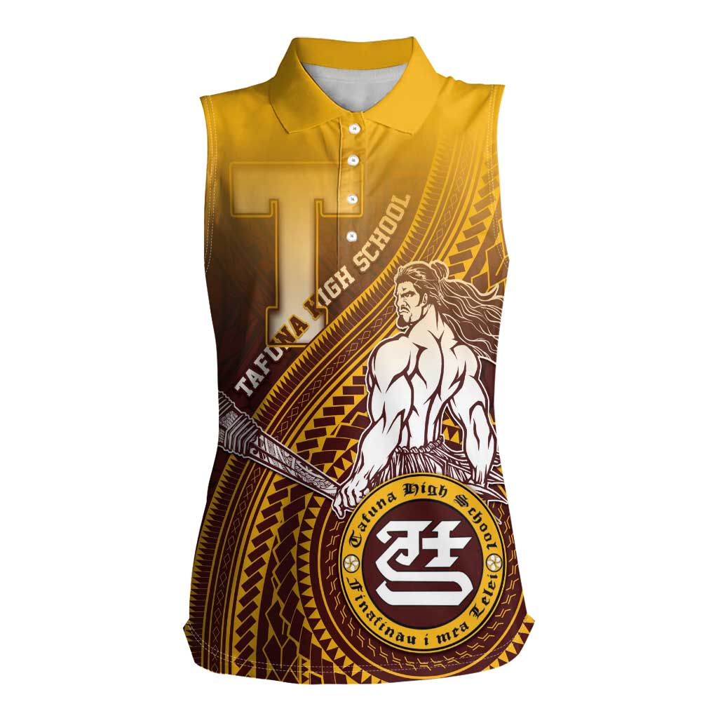 Personalized Tafuna High School Women Sleeveless Polo Shirt Polynesian Warrior