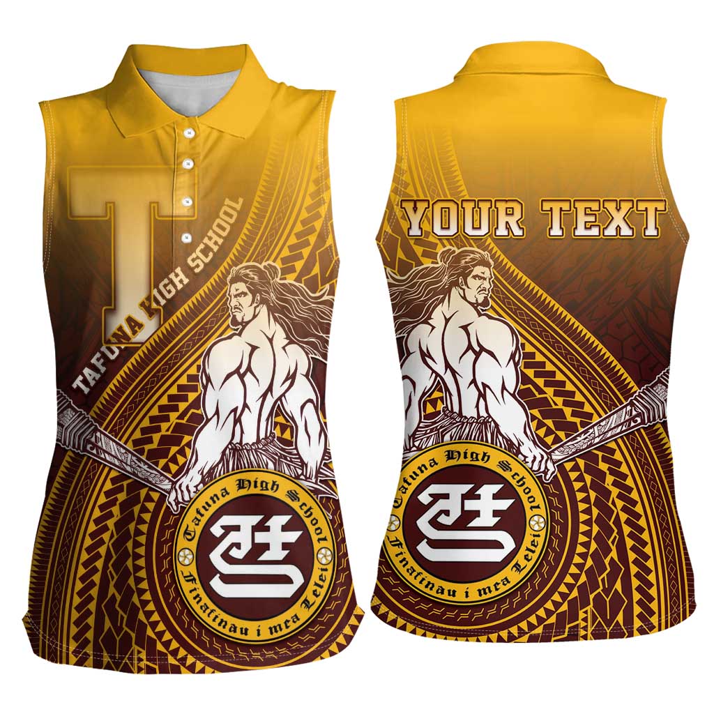 Personalized Tafuna High School Women Sleeveless Polo Shirt Polynesian Warrior