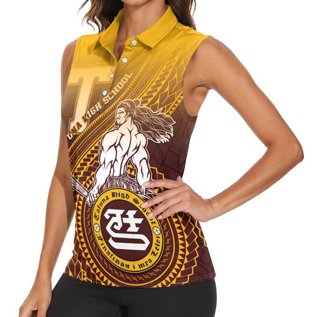 Personalized Tafuna High School Women Sleeveless Polo Shirt Polynesian Warrior