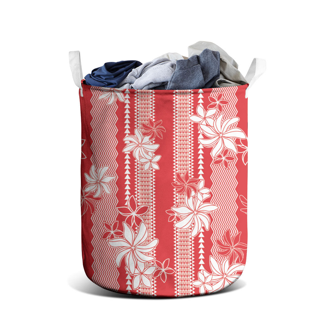 Hawaii Kakau Tribal Laundry Basket With Red Tiare