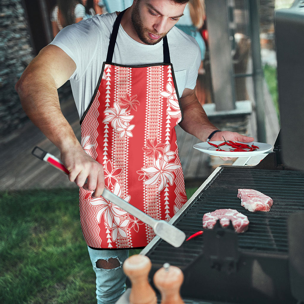 Hawaii Kakau Tribal Apron With Red Tiare