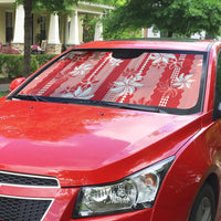 Hawaii Kakau Tribal Auto Sun Shade With Red Tiare
