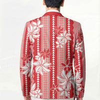 Hawaii Kakau Tribal Blazer With Red Tiare