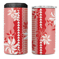 Hawaii Kakau Tribal 4 in 1 Can Cooler Tumbler With Red Tiare LT05 One Size: 16 oz Red - Polynesian Pride