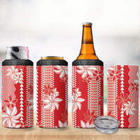 Hawaii Kakau Tribal 4 in 1 Can Cooler Tumbler With Red Tiare LT05 - Polynesian Pride