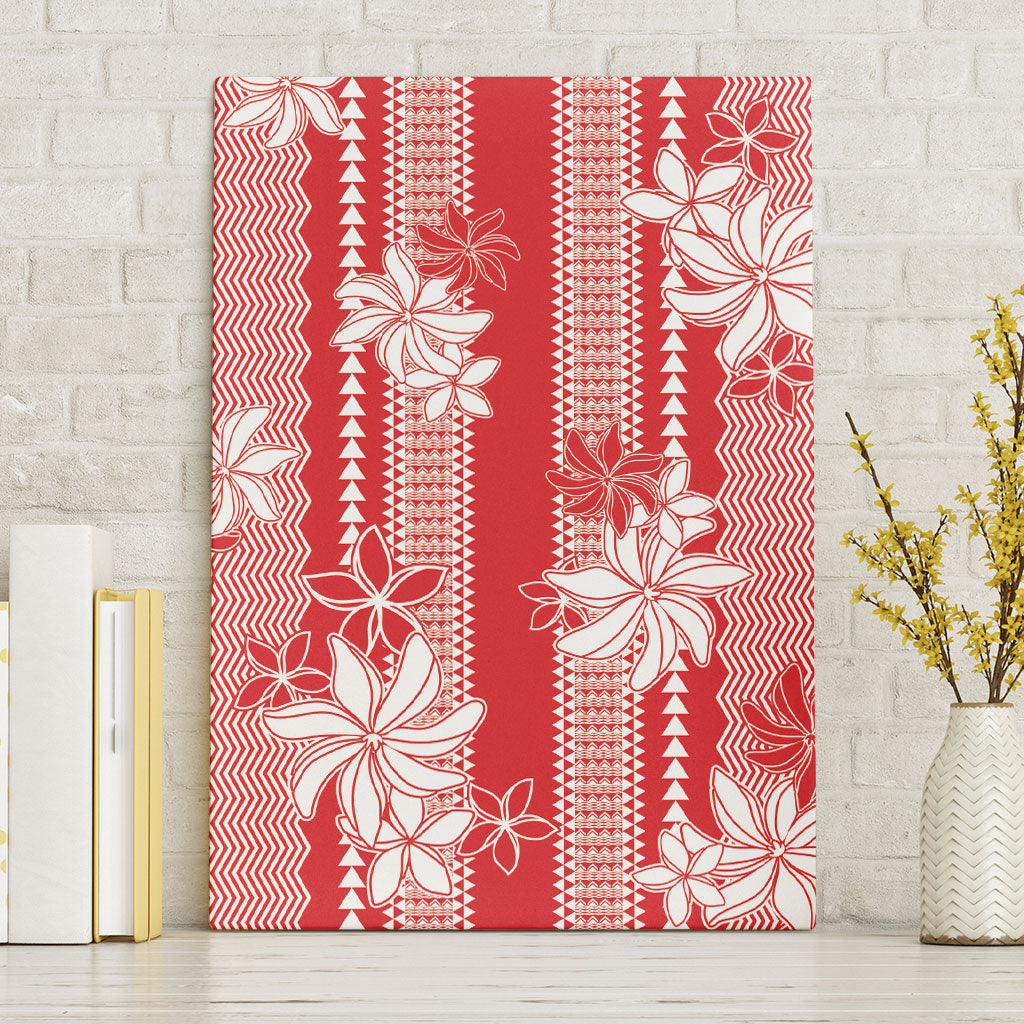 Hawaii Kakau Tribal Canvas Wall Art With Red Tiare