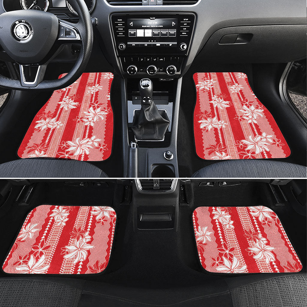 Hawaii Kakau Tribal Car Mats With Red Tiare