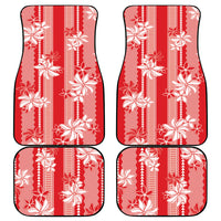 Hawaii Kakau Tribal Car Mats With Red Tiare