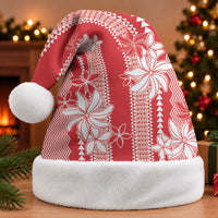 Hawaii Kakau Tribal Christmas Santa Hat With Red Tiare LT05 Without Fur Red - Polynesian Pride