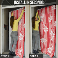 Hawaii Kakau Tribal Door Cover With Red Tiare