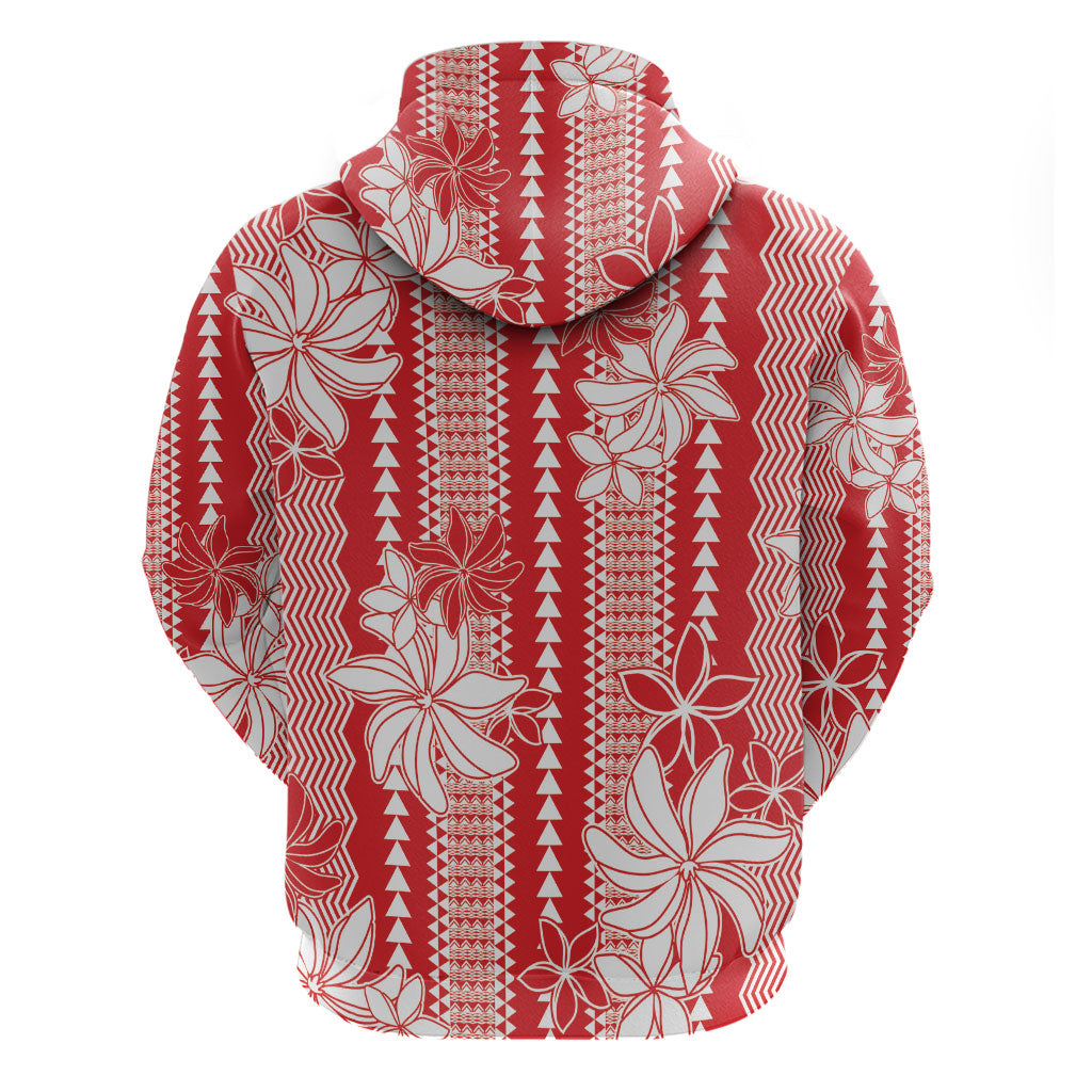 Hawaii Kakau Tribal Hoodie With Red Tiare