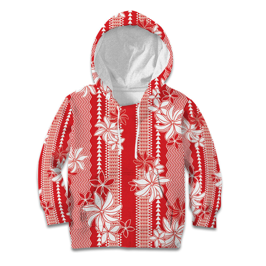 Hawaii Kakau Tribal Kid Hoodie With Red Tiare LT05 Hoodie Red - Polynesian Pride