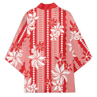 Hawaii Kakau Tribal Kimono With Red Tiare