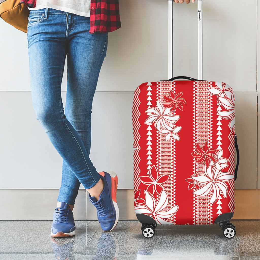 Hawaii Kakau Tribal Luggage Cover With Red Tiare