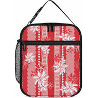 Hawaii Kakau Tribal Lunch Bag With Red Tiare LT05 10.2 × 8.3 × 4.3 inch Red - Polynesian Pride