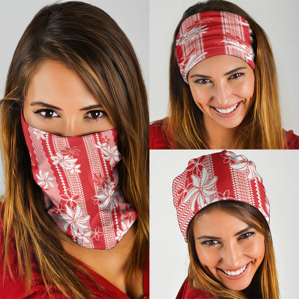 Hawaii Kakau Tribal Neck Gaiter With Red Tiare