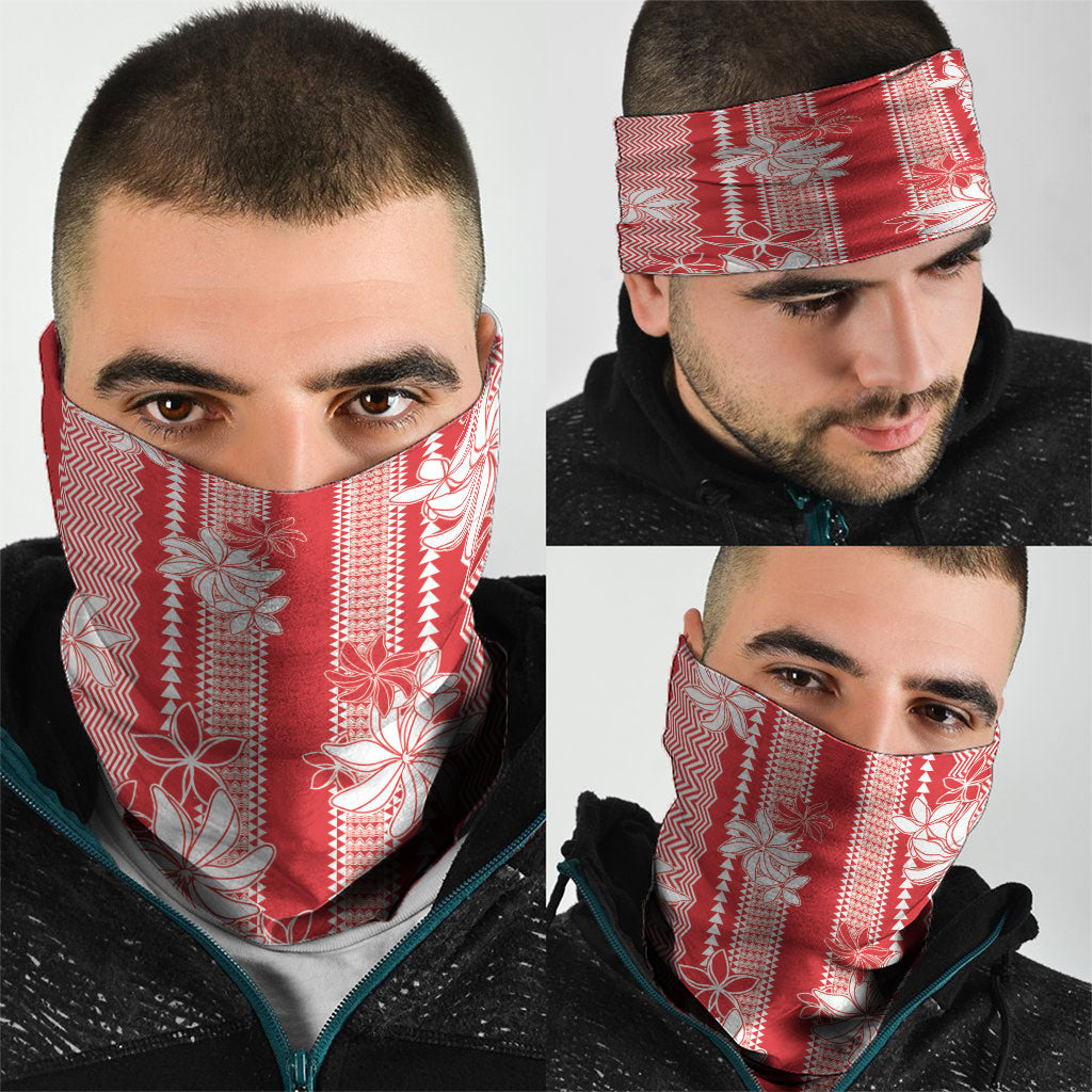Hawaii Kakau Tribal Neck Gaiter With Red Tiare