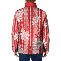 Hawaii Kakau Tribal Padded Jacket With Red Tiare