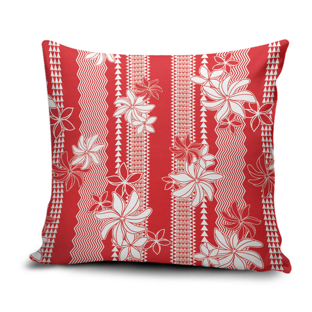 Hawaii Kakau Tribal Pillow Cover With Red Tiare LT05 Red - Polynesian Pride