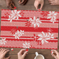 Hawaii Kakau Tribal Puzzle With Red Tiare