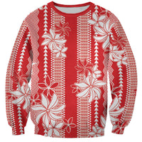 Hawaii Kakau Tribal Sweatshirt With Red Tiare