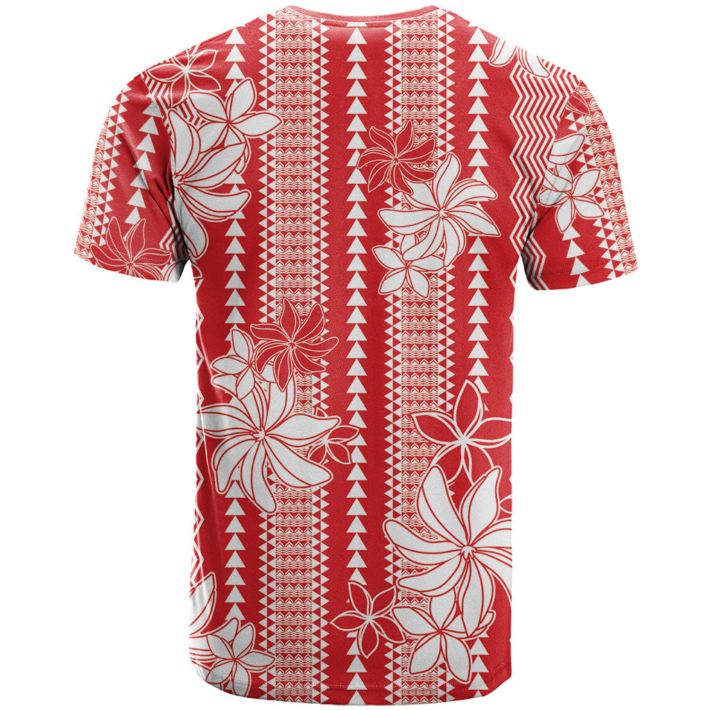 Hawaii Kakau Tribal T Shirt With Red Tiare