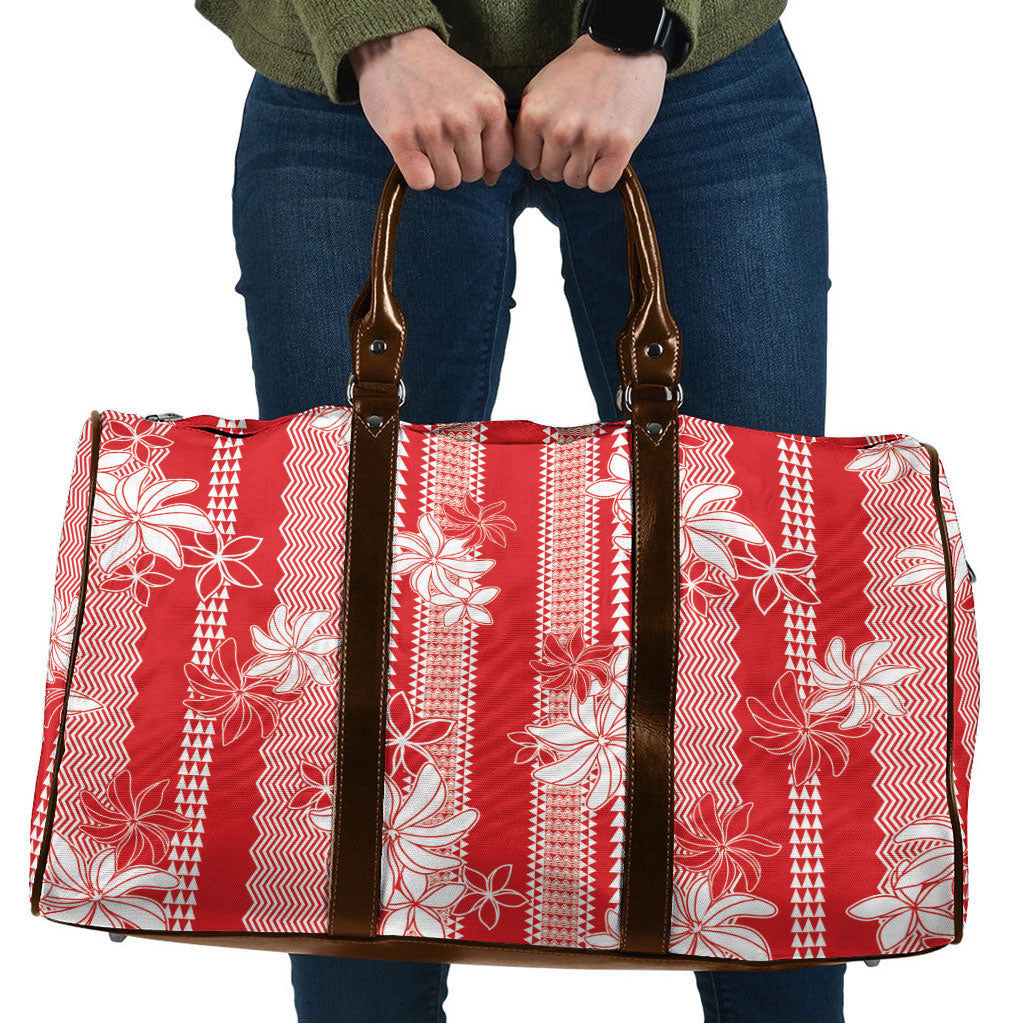 Hawaii Kakau Tribal Travel Bag With Red Tiare LT05 Red - Polynesian Pride