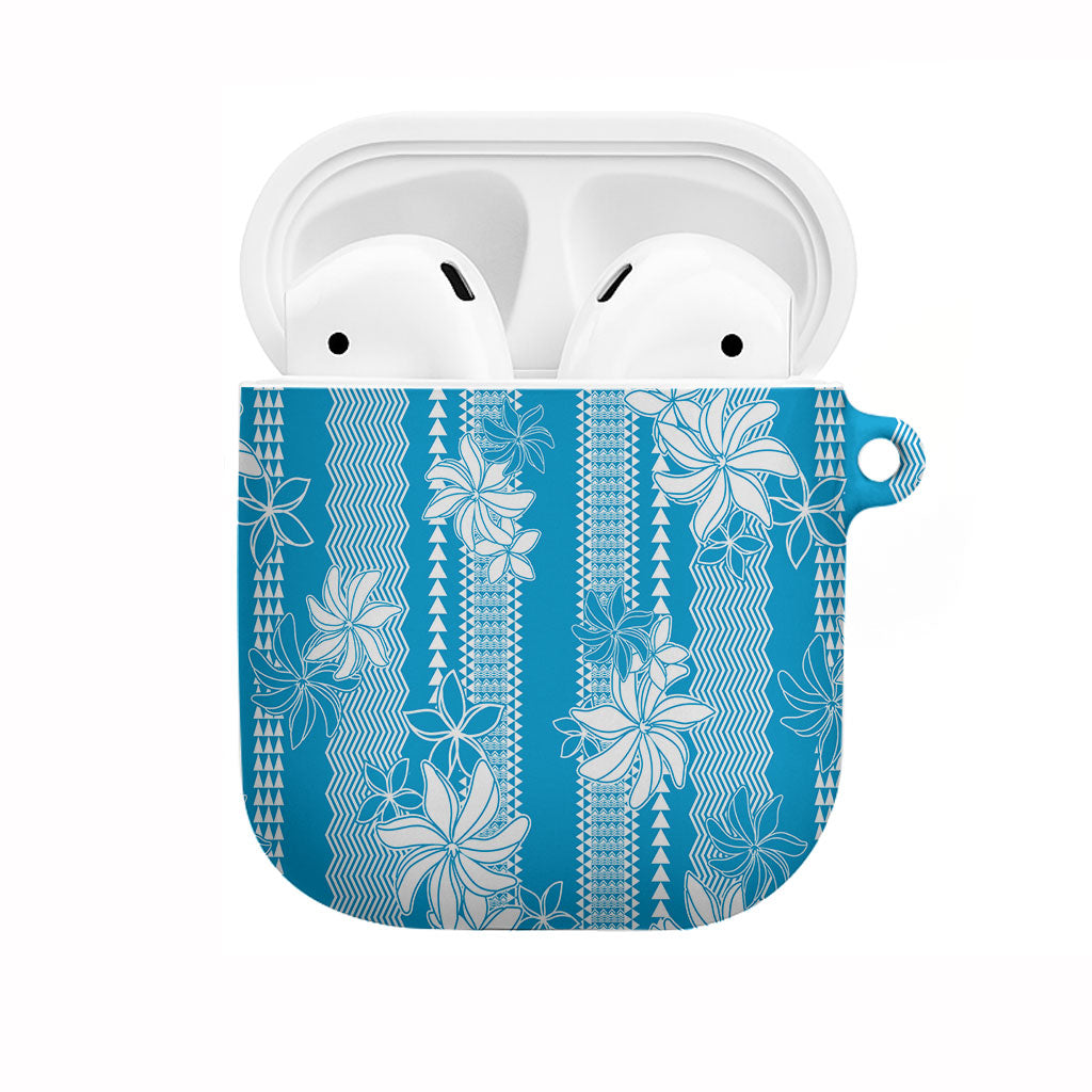 Hawaii Kakau Tribal AirPods Case With Blue Tiare LT05 Blue - Polynesian Pride