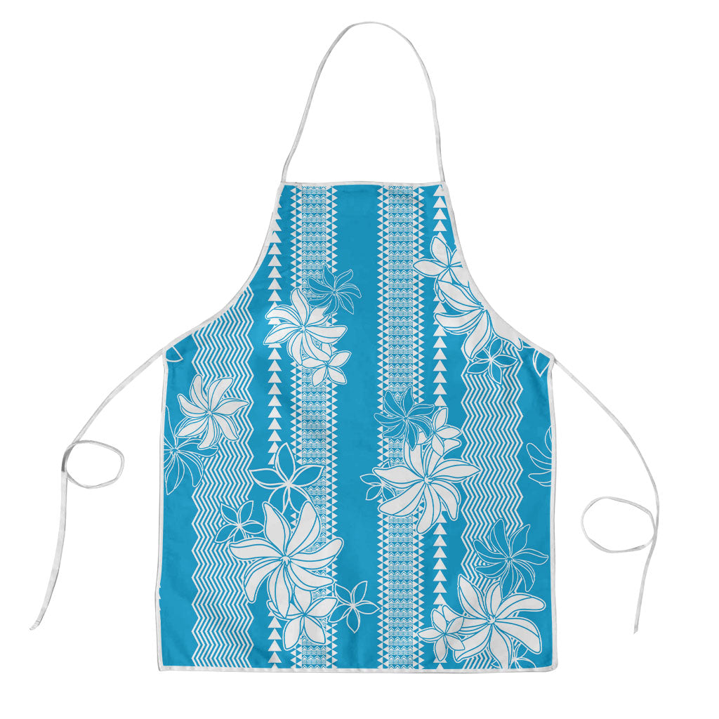 Hawaii Kakau Tribal Apron With Blue Tiare LT05 Blue - Polynesian Pride