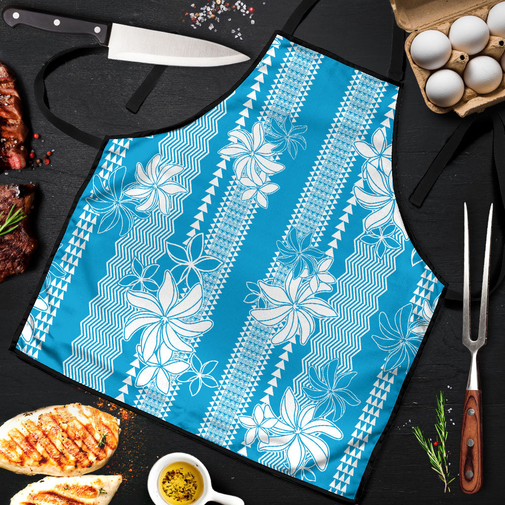 Hawaii Kakau Tribal Apron With Blue Tiare