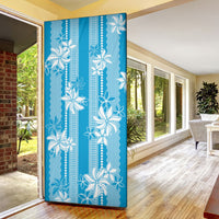 Hawaii Kakau Tribal Door Cover With Blue Tiare