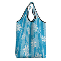 Hawaii Kakau Tribal Grocery Bag With Blue Tiare