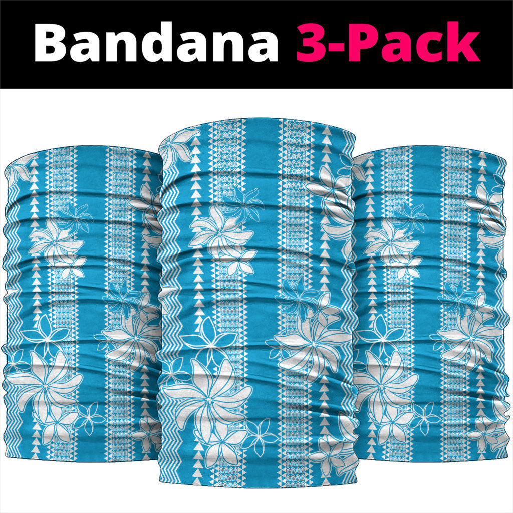 Hawaii Kakau Tribal Neck Gaiter With Blue Tiare LT05 package One Size: 25*50cm Blue - Polynesian Pride