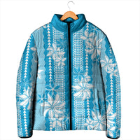 Hawaii Kakau Tribal Padded Jacket With Blue Tiare