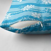 Hawaii Kakau Tribal Pillow Cover With Blue Tiare