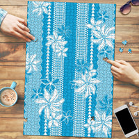 Hawaii Kakau Tribal Puzzle With Blue Tiare